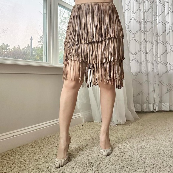 Lamarque Dresses & Skirts - Genuine Leather Fringe Skirt